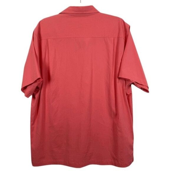 Tommy Bahama Silk Blend Men's Short Sleeve Button Front Shirt Coral Size Large - Picture 3 of 10